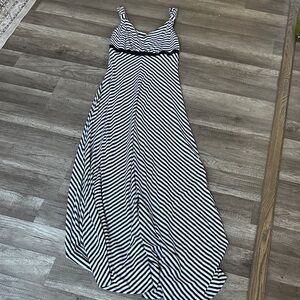 White House Black Market Black and White Striped Maxi Dress